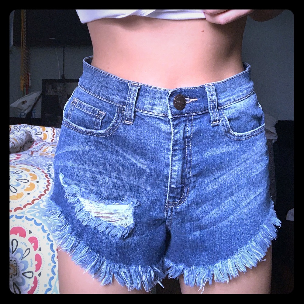 Denim high rise shorts